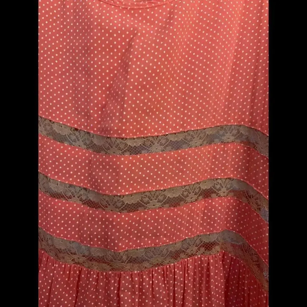 Intimately Free People Coral Polka dot Lounge and Lingerie  lace inserts Size XS